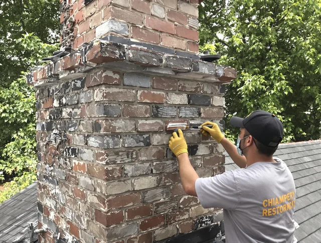In-progress chimney restoration by Bellflower Chimney Sweep in Bellflower, CA